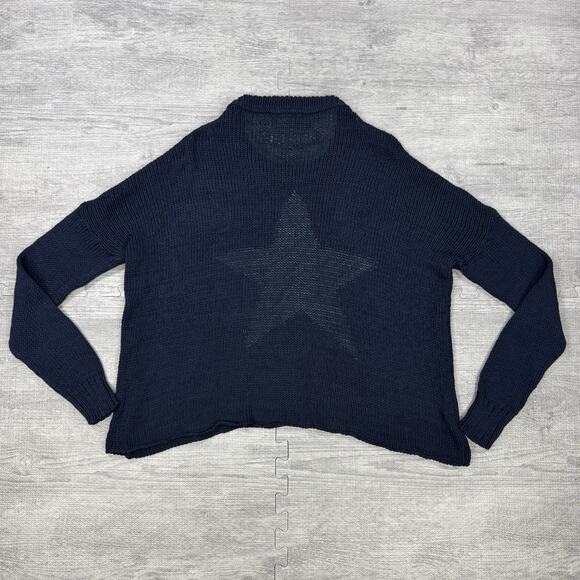 Wooden Ships Paola Buendia Sweater Small/Medium Blue BIG STAR Loose Knit Slouchy - Picture 8 of 9
